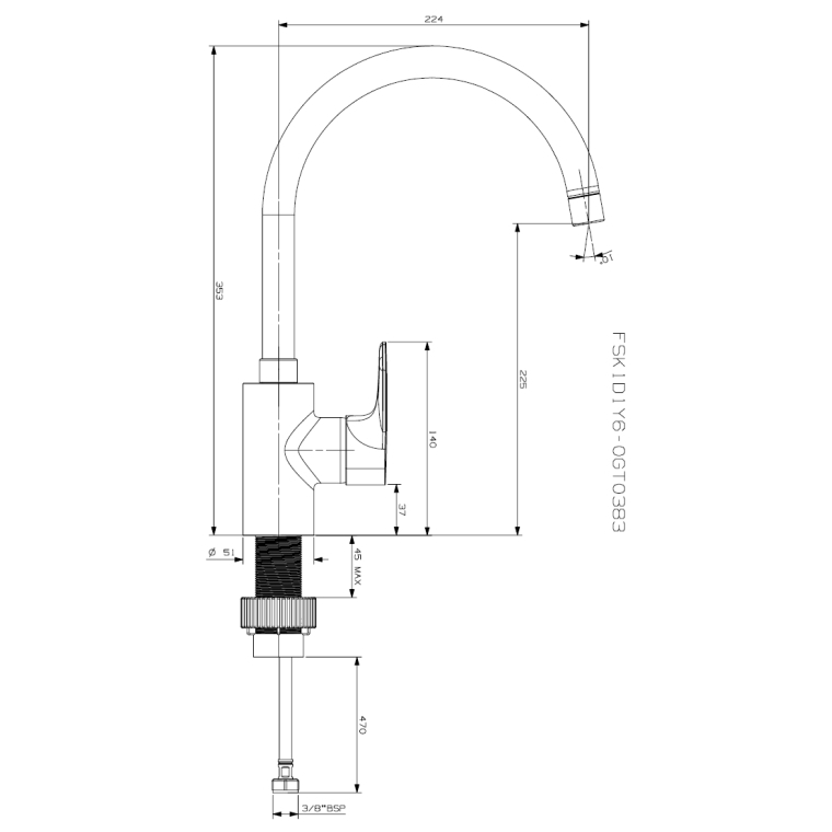 Tap Sink Mixer Deck Type Cobra Breathe with Swivel Spout and Braided ...