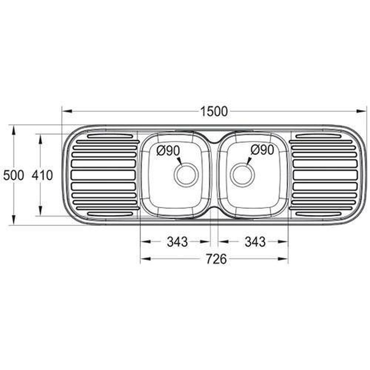 Sink Drop In Stainless Steel Franke Quinline Qlx 622 Double Bowl 1500mmx500mm With Double Drip 4700