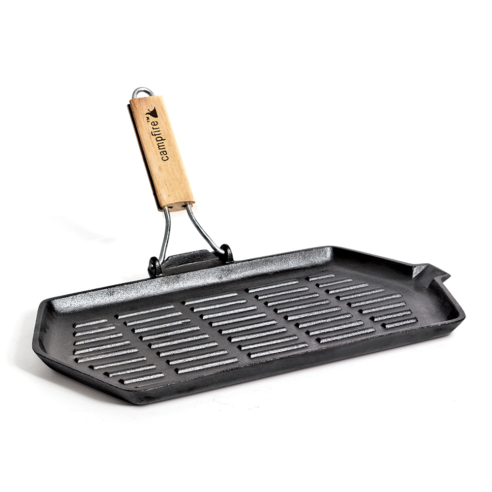 CAMPFIRE FRYPAN RECTANGLE WITH FOLDING HANDLE- 35CM