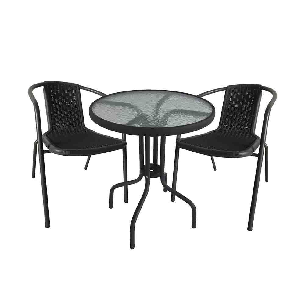 bistro set with comfortable chairs