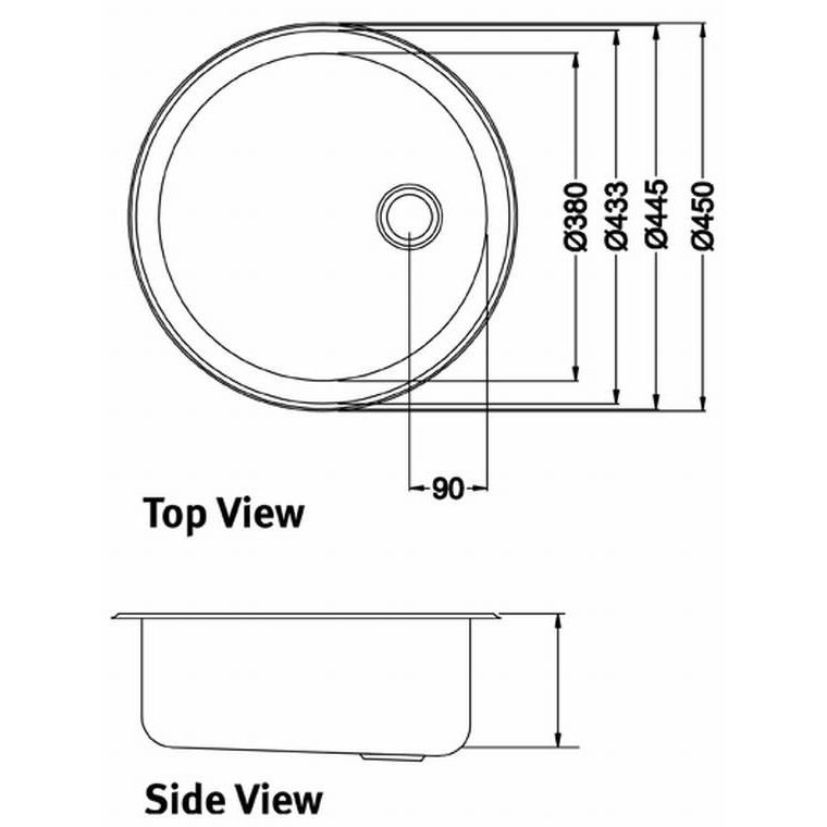Sink Prep Bowl Stainless Steel Franke Rondo RDX 61045 450mm (Incl. 90mm Waste) PlumbIt Online